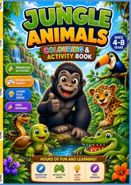 Copertina di Jungle Animals Colouring & Activity Book