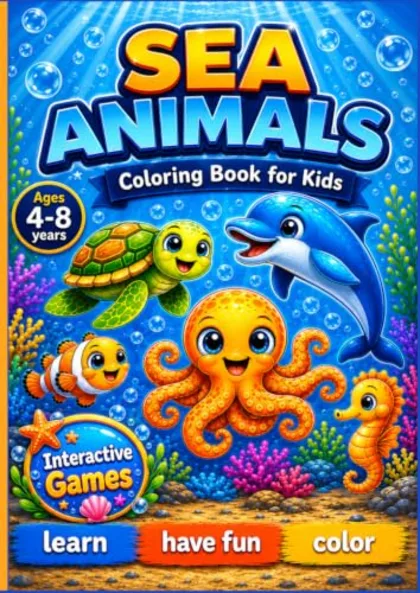 Copertina di Sea Animals Coloring Book